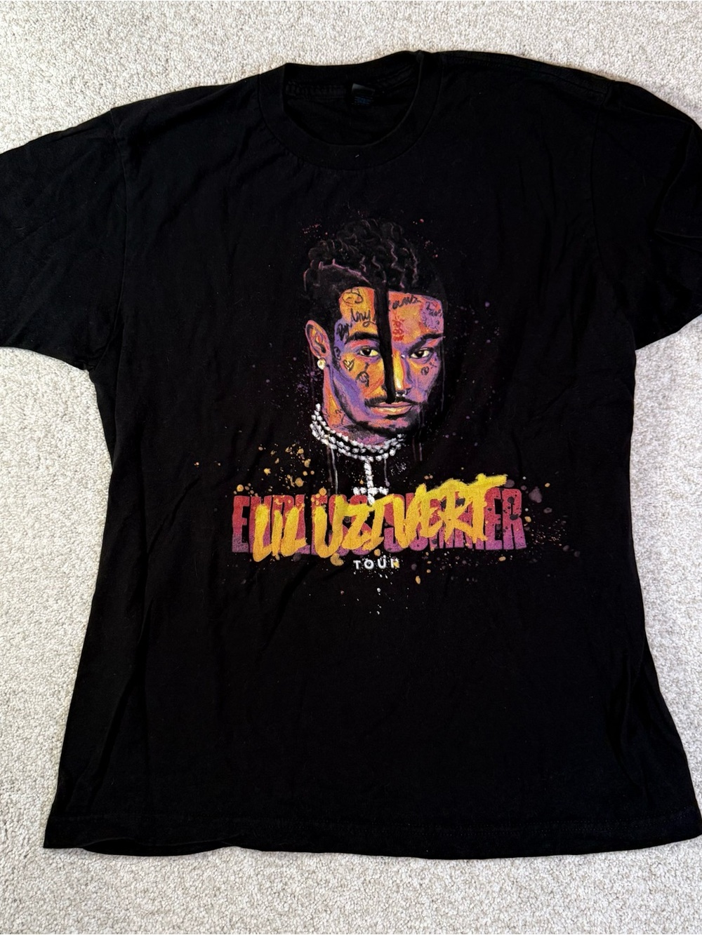 Lil Uzi Vert Tour T-Shirt Black Graphic Tee Rap Hip Hop Concert Merch Large